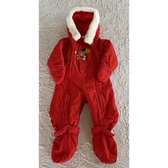 Snow Suit Hooded Removable Mitten Boots Toddler Heart Vtg Warner’s 24.5"-33.5" T - Picture 2 of 11